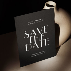 Zwart modern eenvoudige typografie minimalistische save the date