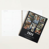 Zwart Modern Elegant 8 Photo Collage Sjabloon Naam Planner (Display)