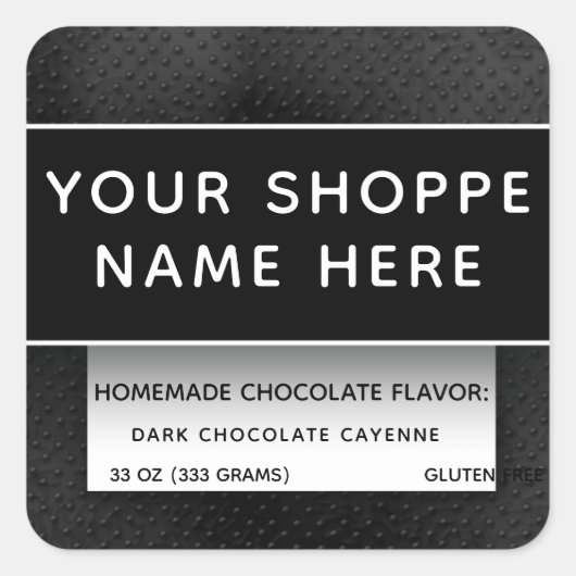 Zwart modern Elegant Elegant Food Container Kandle Vierkante Sticker (Voorkant)