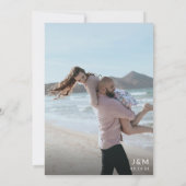 Zwart Modern Elegant Fotoscript Monogram Huwelijk Kaart (Achterkant)