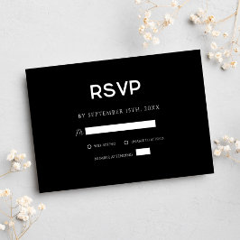 Zwart Modern Elegant Minimaal Bruiloft RSVP Kaartje