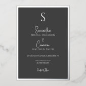 Zwart Modern Elegant Minimaal Folie Uitnodiging (Voorkant)