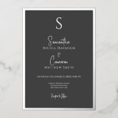 Zwart Modern Elegant Minimaal Foto Folie Uitnodiging (Voorkant)