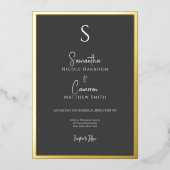 Zwart Modern Elegant Minimaal Foto Folie Uitnodiging (Voorkant)