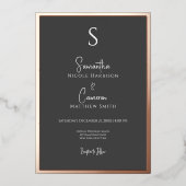 Zwart Modern Elegant Minimaal Foto Folie Uitnodiging (Voorkant)