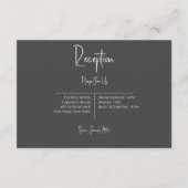 Zwart Modern Elegant Minimaal Receptie Bruiloft Informatiekaartje (Voorkant)