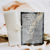 Zwart Modern Elegant Namen Script Abstract Bruilof Kaart