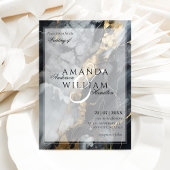 Zwart Modern Elegant Namen Script Abstract Bruilof Kaart