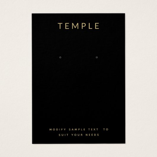 Zwart Modern Elegant Oorbel Display Kaart (Voorkant)