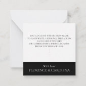 Zwart Modern Elegant Persoonlijk Nota Dank u Notitiekaartje (Achterkant)