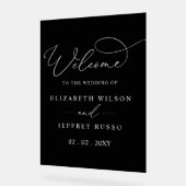 Zwart Modern Elegant Script Bruiloft Welkomstbord Acryl Bord (Hoek)