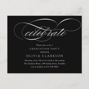 Zwart Modern Elegant Script Graduation Party Informatiekaartje