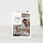 Zwart modern elegant script Kerstmulti-foto Feestdagen Kaart (Voorkant)