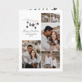 Zwart modern elegant script Kerstmulti-foto Feestdagen Kaart (Voorkant)