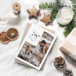 Zwart modern elegant script Kerstmulti-foto Feestdagenkaart<br><div class="desc">Zwarte,  moderne,  elegante,  roestrijke waterverf beige,  natuurlijke Scandinavische hedendaagse gedempte kleuren beige,  zwarte en witte 5 multi-foto kerstkaart.</div>