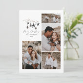 Zwart modern elegant script Kerstmulti-foto Feestdagenkaart (Staand voorkant)