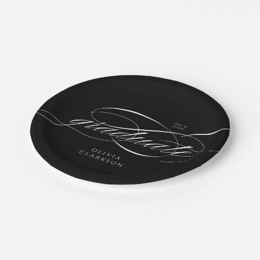 Zwart Modern Elegant Script Photo Graduation Party Papieren Bordje (Gekanteld)