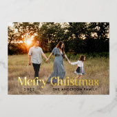 Zwart modern elegante waterverf botanische roestig folie feestdagenkaart (Voorkant)