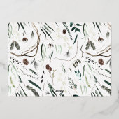 Zwart modern elegante waterverf botanische roestig folie feestdagenkaart (Achterkant)