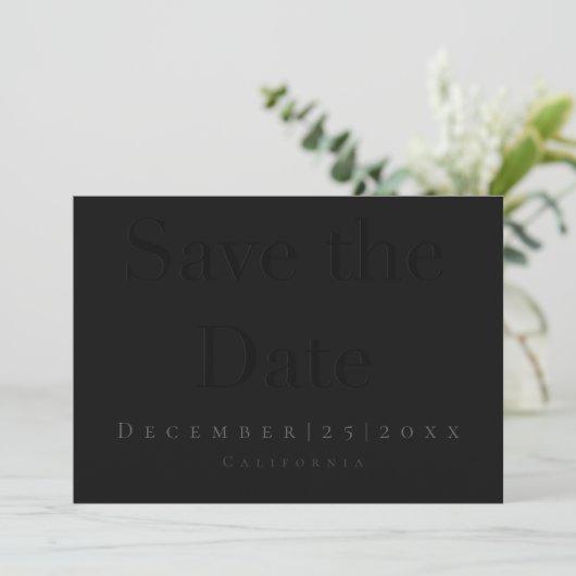 zwart modern Flat Save The Date Kaart (Staand voorkant)