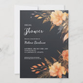 Zwart Modern Floral Vrijgezellenfeest Kaart (Voorkant)