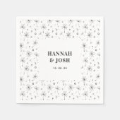 Zwart | Modern Floral Wedding Napkin Servet (Voorkant)