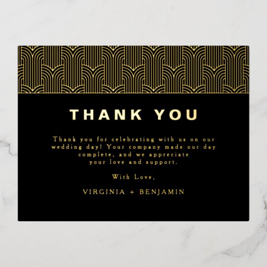 Zwart Modern Folie foto dank u kaart (Voorkant)