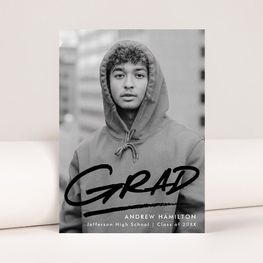 Zwart | Modern foto afstudeerontwerp Aankondiging