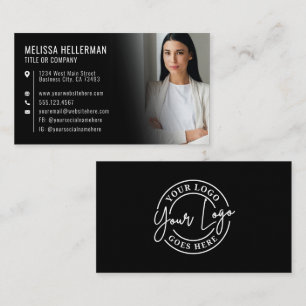 Zwart modern foto logo professioneel visitekaartje