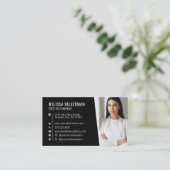 Zwart Modern Foto Logo Professioneel Visitekaartje (Staand voorkant)