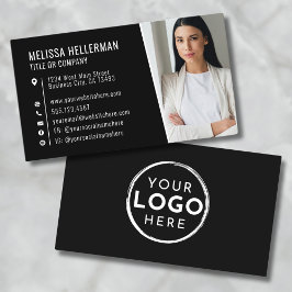 Zwart Modern Foto Logo Professioneel Visitekaartje