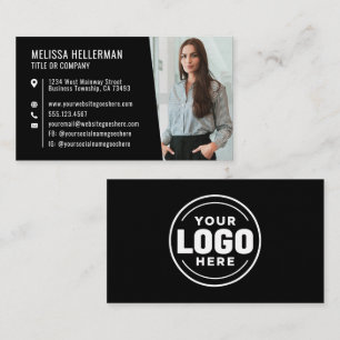 Zwart Modern Foto Logo Professioneel Visitekaartje