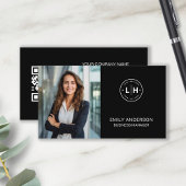 Zwart Modern Foto Logo QR Visitekaartje