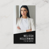 Zwart Modern Foto QR Code Logo Verticaal Visitekaartje (Voorkant)