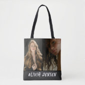 Zwart Modern fotonaam canvas tas (Voorkant)