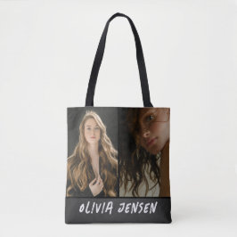 Zwart Modern fotonaam canvas tas