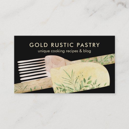 Zwart Modern Gebak Chef Cake Maker bakkerij Visitekaartje (Voorkant)