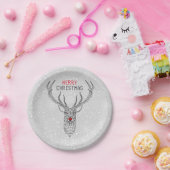 Zwart Modern Geometrisch Kersthert Papieren Bordje (Feest)