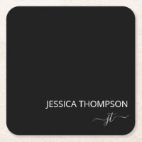 Zwart Modern Girly Wit Eenvoudig Monogram Naam Tri