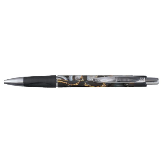 Zwart Modern Glitter Goud Marmer Pen (Achterkant)
