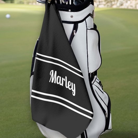 Zwart modern Golfer Sports Klassieke naam Monogram Golfhanddoek