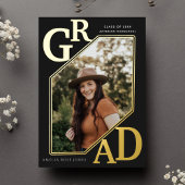 Zwart Modern Goud AFSTUDEERDER Afstuderen foto Fol Folie Uitnodiging