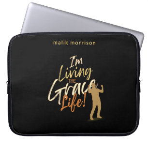 Zwart Modern Grace Life Script Mannelijk Silhouet Laptop Sleeve
