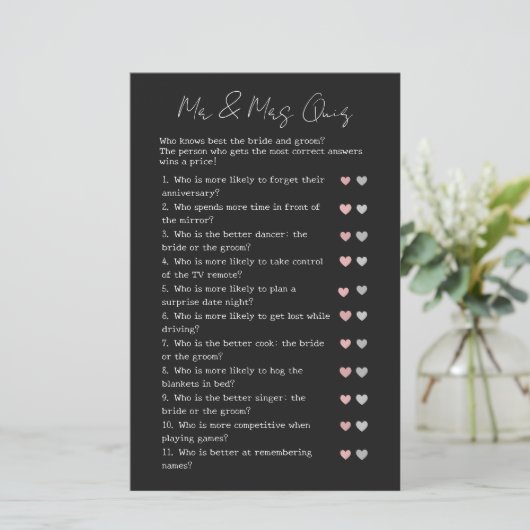 Zwart Modern Guess Wie Bruiloft Vrijgezellenfeest  (Staand voorkant)