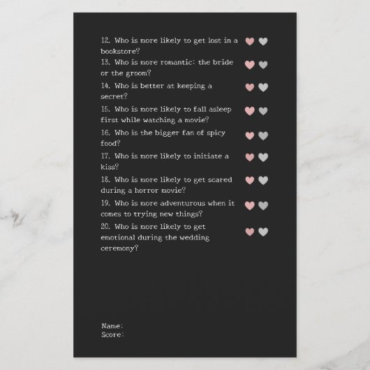 Zwart Modern Guess Wie Bruiloft Vrijgezellenfeest (Achterkant)