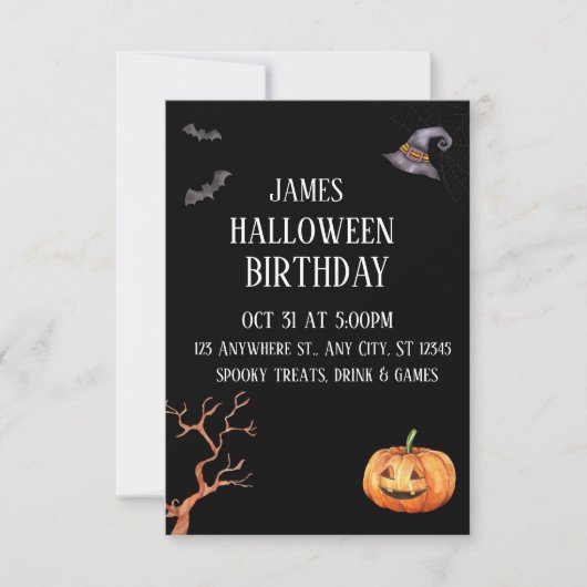 Zwart Modern Halloween Party uitnodiging (Voorkant)