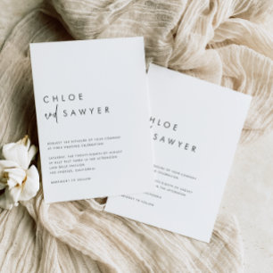 Zwart Modern Handgeschreven Script QR Code Wedding Kaart