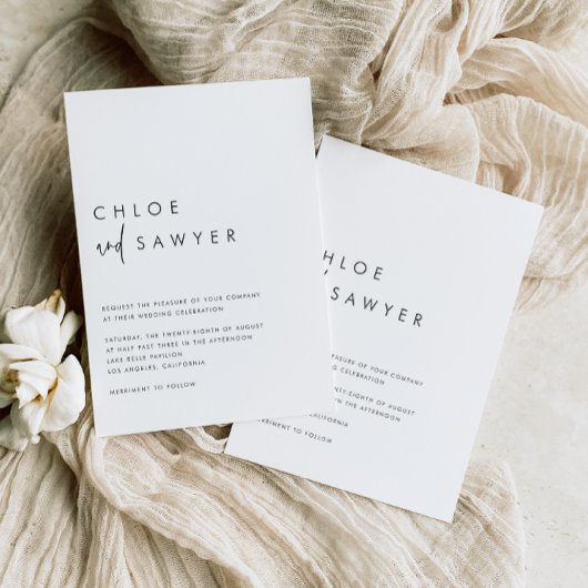 Zwart Modern Handgeschreven Script QR Code Wedding Kaart