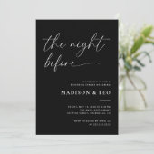 Zwart Modern Huwelijk repetitie diner uitnodiging (Staand voorkant)