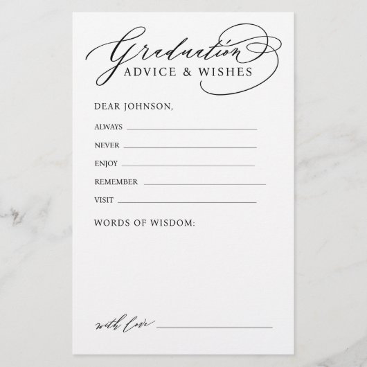 Zwart Modern Kalligrafie Afstuderen advies & wense (Voorkant)